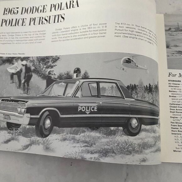 1965 Dodge Polara Coronet Police Pursuit Automobile Dealer Sales Brochure - Picture 3 of 6